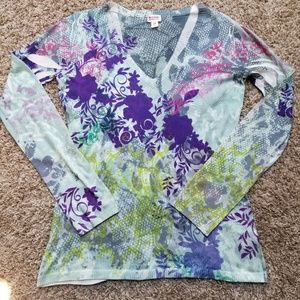 Multi Color Mossimo Long Sleeve V Neck Shirt